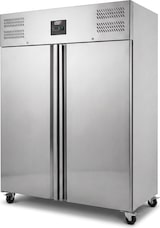 thumbnail of Romux® Kühlschrank mit 2 Tür 134 cm mit Umluftkühlung | Gastro Kühlschrank aus Edelstahl mit 1200 L Kapazität - 3 Einlegeböden und 400 W