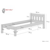 thumbnail of Bettrahmen Einzelbett 80x200 Futonbett Kieferbett Massivholz natur mit Rollrost 60.38-08