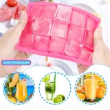 thumbnail of Intirilife 2x Eiswürfelformen in PINK - 2er Set à 15 Fächer Eiswürfel Silikonformen mit Deckel - 18 x 13 x 2.5