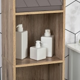 thumbnail of Armario Alto para Baño Mueble Columna de Baño con 2 Puertas y 2 Estantes Abiertos Almacenamiento Auxiliar para Salón 30x24x170 cm Roble y Gris