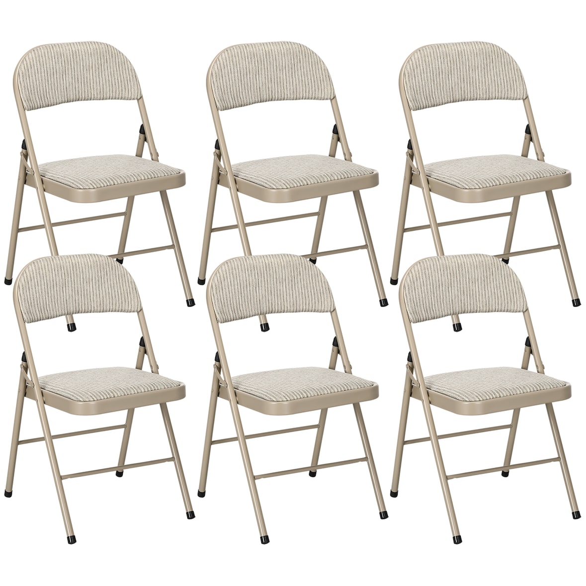HOMCOM Set 6 Sedie Pieghevoli con Seduta Imbottita in Poliestere Beige