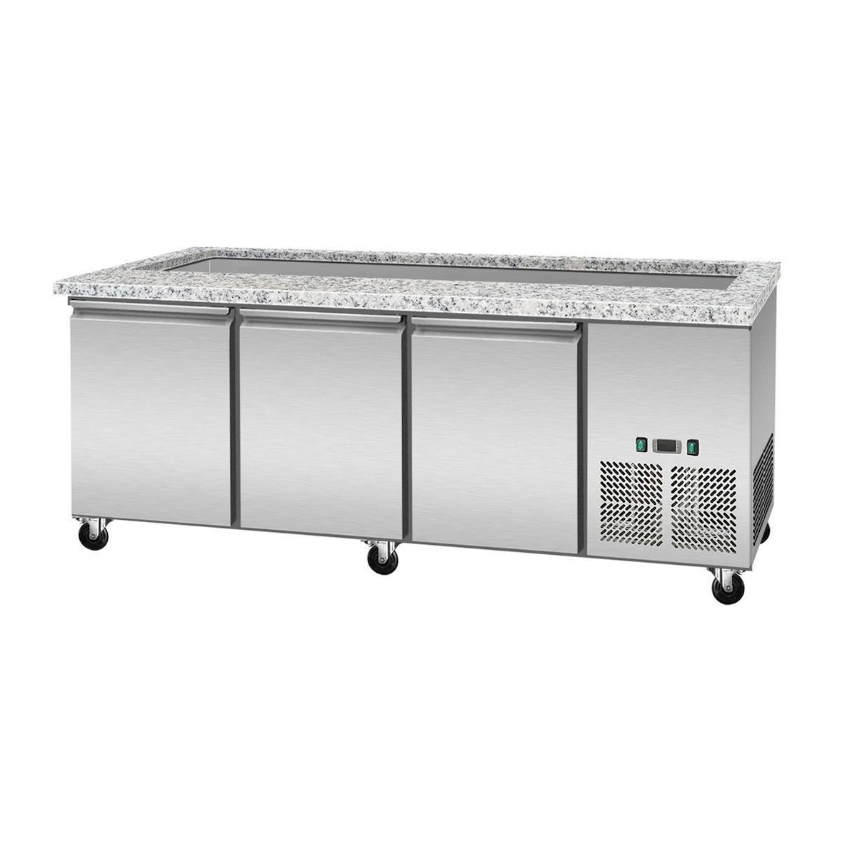Skyrainbow SNACK-Line, koude toonbank, 5x GN1/1, graniet roze-grijs, ZONDER glas, 188x82x85,5