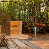 thumbnail of Relaxdays Wasserzapfstelle, mit Erdspieß & Schlauchhalter, HBT 66x30x15 cm, Garten Wassersäule, eckig, Edelstahl, silber