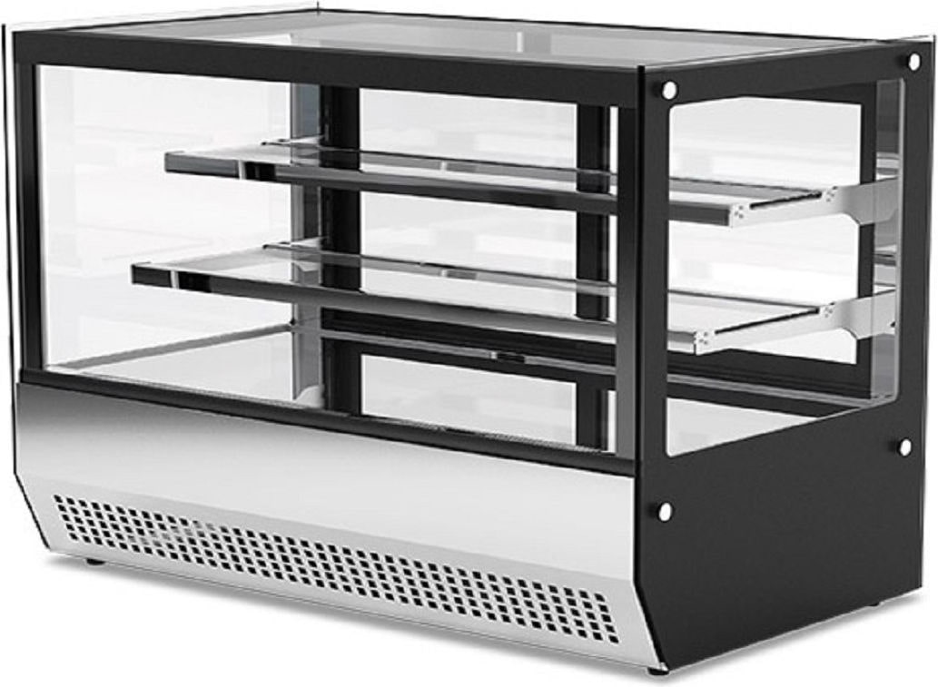 KLIMAITALIA Edelst.-Arbeitstisch-Snackvitrine Schiebetüren. Gehärtete Glasregale. LED. Thermo digital. T° 0°C/+18°C. Mod. DLX90