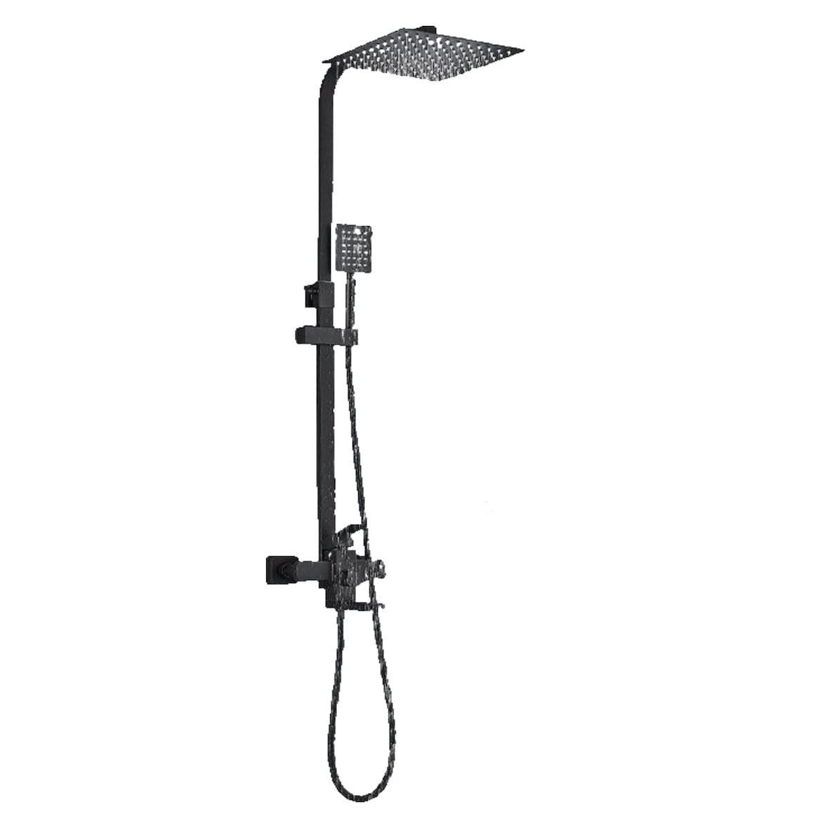 LANA | Conjunto de chuveiro de chuva de aço inoxidável preto fosco premium | Torneiras de design sistema de chuveiro | completa com chuveiro de mão