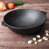 thumbnail of Wok Ø28 cm Wokpfanne 3,7 L Bratpfanne Gusseisen Glasdeckel Kasan Asia Schmortopf Grill
