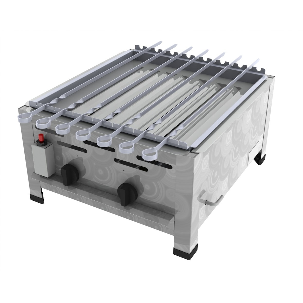 Schaschlikgrill Kebabgrill 2-flammig mit Spieß Aufsatz im Mangal Style 7,3kW