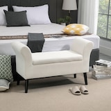 thumbnail of Taburete Pie de Cama Tapizado en Terciopelo Banco de Almacenaje con Tapa Abatible Reposabrazos y Patas de Madera para Dormitorio Salón 111,5x41x65 cm