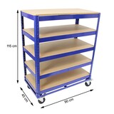 thumbnail of Etagenwagen 750kg 115x90x45 cm 5 Ebenen blau Transportwagen Magazinwagen Kommissionierwagen