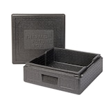 thumbnail of Thermo Future Box PIZZA FAMILY 42 x 42, Isolierbox schwarz mit Deckel, 122 mm tief, 21 Liter, robust, nachhaltig aus EPP
