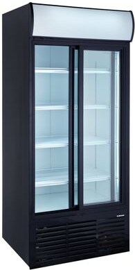 GastroHero Getränkekühlschrank PROFI 783 Slim mit Schiebetüren schwarz