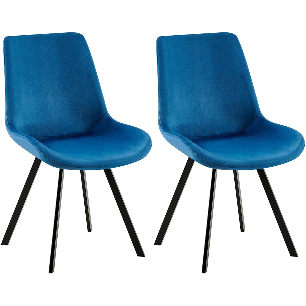2er Set Esszimmerstuhl Lewes Samt dunkelblau