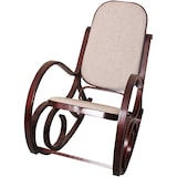 thumbnail of Décoshop26 - Fauteuil à bascule rocking chair en bois foncé assise en tissu beige FAB04043