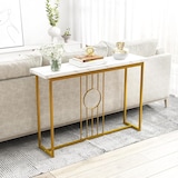 thumbnail of COSTWAY Schmaler Konsoletisch, Flurtisch, Marmor-Optik, Beistelltisch mit Metallrahmen, Eingangstisch, Modern