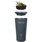 thumbnail of Azura decoratieve regenwatertank van gerecycled kunststof in grafietgrijs, inhoud 230 l, incl. plantenbak