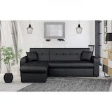 thumbnail of Canapé d'angle réversible convertible 3 places - Simili noir - Contemporain - L 235 x P 85 - 153 cm - ROMAN AUCUNE