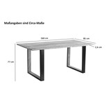 thumbnail of Baumkantentisch 160 x 85 cm Akazie massiv naturfarben schwarzem U-Gestell aus Metall + Holz BRISBANE