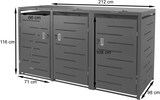 thumbnail of XL 3er-/6er-Mülltonnenverkleidung HWC-E83, Mülltonnenbox, erweiterbar 116x212x98cm ~ anthrazit Stahl, 100kg