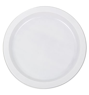 MONOUSO - Prato Raso Reutilizável Económico PS Branco Ø22cm (50 Uds)