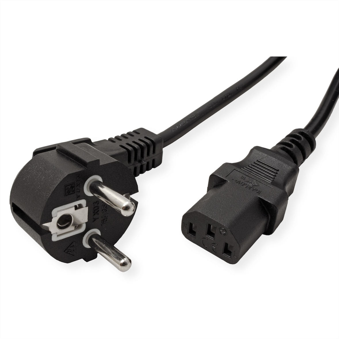 VALUE Netzkabel, CEE7/7-Stecker & IEC-Buchse gerade, schwarz, 1,8 m