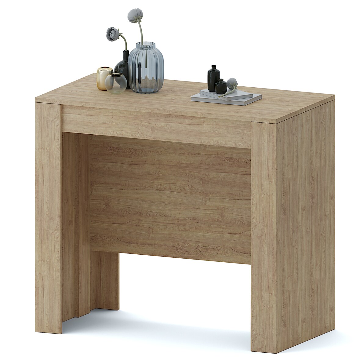Tavolo Consolle Allungabile 2.37 Metri 10 Posti Salvaspazio Multiposizione Design Moderno Elegante Consolle Per Casa Ufficio 78 x 51 x 90 cm Rovere