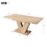 thumbnail of Merax Ausziehbarer Esstisch 140–180x80 cm, für 4–6 Personen, rechteckig, Tischplatte verlängerbar, V-förmige Beine, Esszimmertisch in Eichenoptik