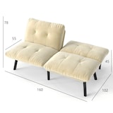 thumbnail of Klappbares 2-Sitzer-Sofa aus Samt in Creme mit Schlaffunktion, Metallrahmen