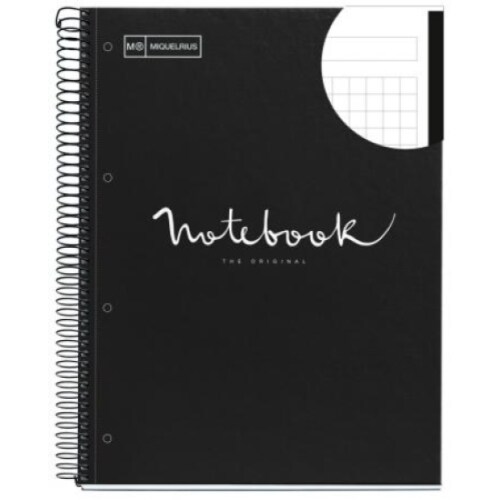 Lot de 5 Cahier Emotions A4, 160p./80 feuilles 90 g/m², reliure intégrale, couverture laminée coloris noir, quadrillé 5x5