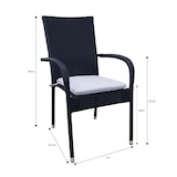 thumbnail of METRO PROFESSIONAL Cadeira de exterior empilhável Mohim,com braços e almofada, rattan PE, preto