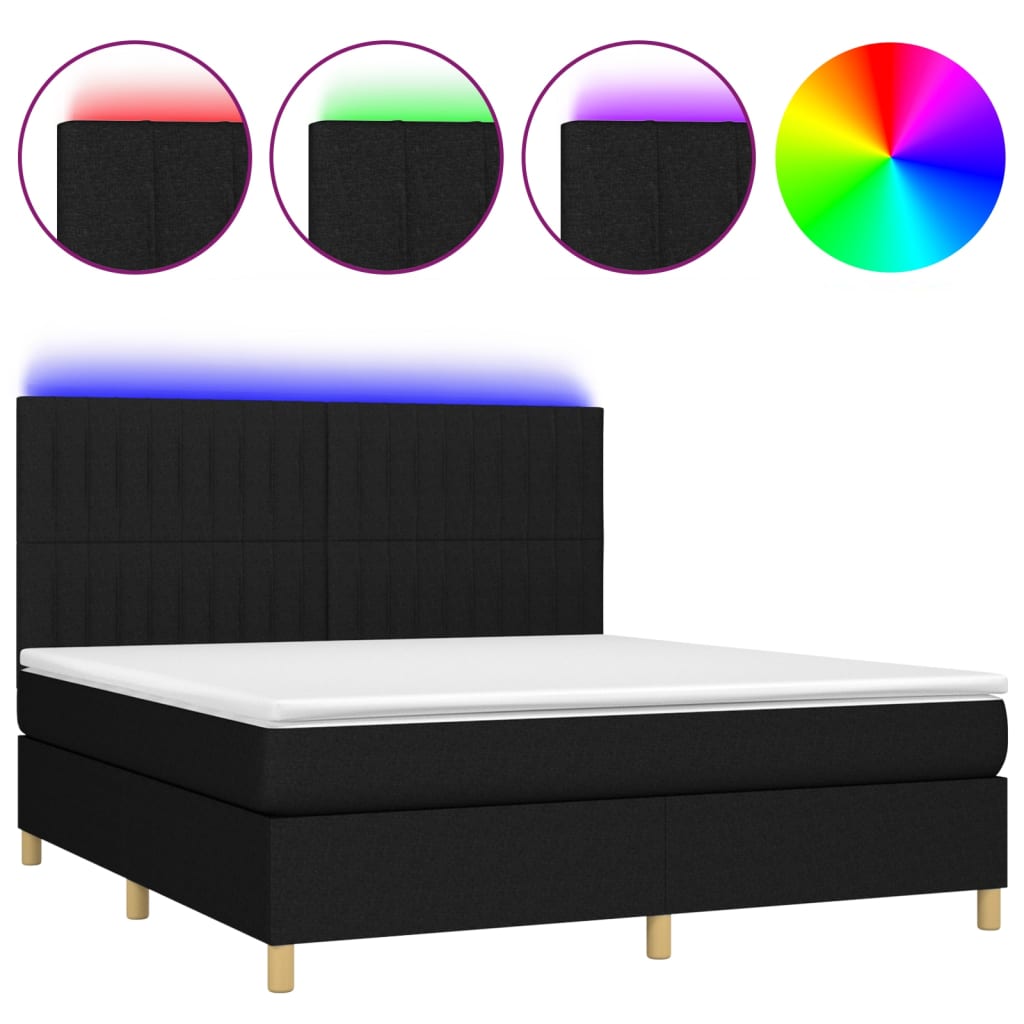 thumbnail of vidaXL Boxspringbett mit Matratze & LED Schwarz 180x200 cm Stoff