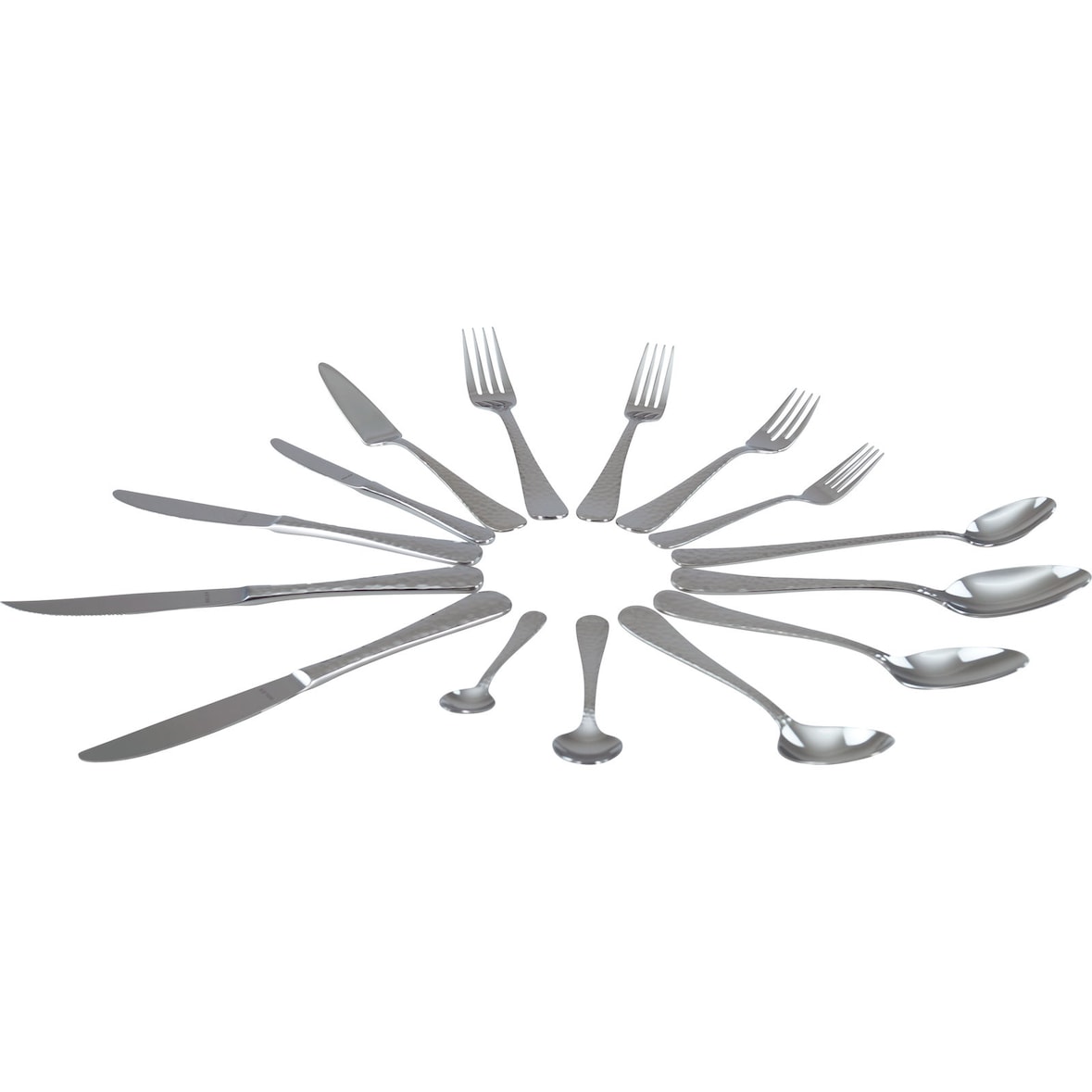 Solex Lena Besteckset 180 teilig für 12 Personen Komplettset Hammerschlagoptik