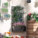 thumbnail of Outsunny jardinera exterior grande de metal jardinera con pantalla de privacidad jardinera de pared o independiente 61x23x113 cm negro