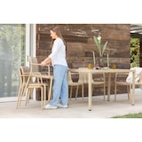 thumbnail of Ensemble de salle à manger extérieur Table rectangulaire 130x80 cm et 6 chaises avec accoudoirs, résistant, pour terrasses, jardins-Zeno+Ginny-Caramel