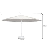 thumbnail of Parasol Meran II, guarda-sol para restauração, Ø 5m poliéster/alumínio branco 28kg ~ vermelho sem suporte