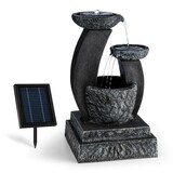 thumbnail of Fantaghiro Zierbrunnen Gartenbrunnen 3W Solar LED Polyresin Steinoptik Schwarzer Schiefer