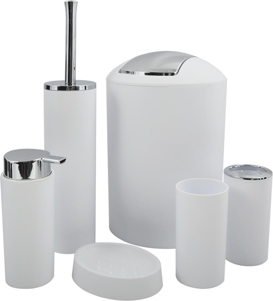MSV - Badezimmer-Accessoire-Set in Weiß