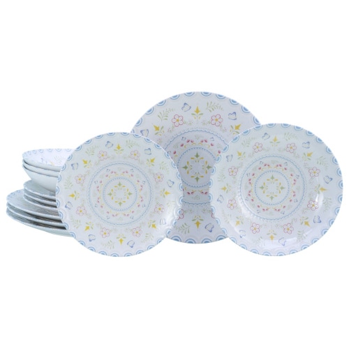 CreaTable Primavera Pastell Tellerset 12-tlg Steinzeug