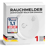 thumbnail of 1x Rauchmelder, BSI zertifiziert nach DIN EN14604 inkl. 9V Batterie - Rauchwarnmelder Brandmelder Feuermelder