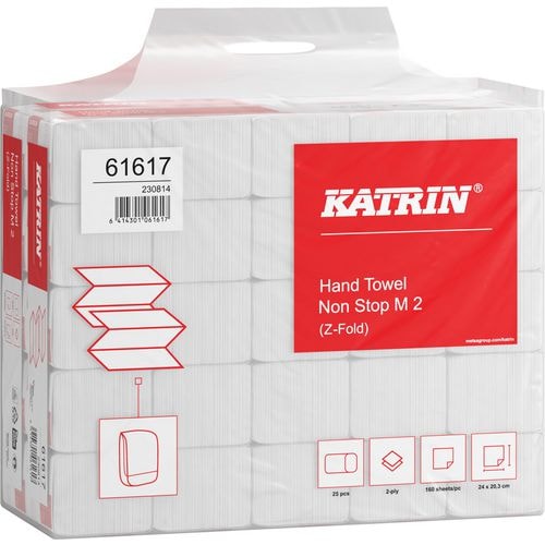 Katrin Classic Handtuch Z-Falz Weiß 2-lagig 61617 Packung von 25 x 160 Blatt