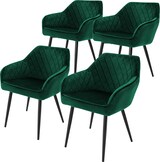 thumbnail of ML-Design – Esszimmerstühle 4er Set Dunkelgrün | Samtbezug, Armlehnen, Metallbeine, ergonomische Küchen- & Esszimmerstühle