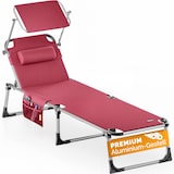 thumbnail of CASARIA® Alu Sonnenliege mit Dach Seitentasche Klappbar Wetterfest Gartenliege Rot