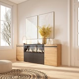 thumbnail of Dressoir, Opbergkast, Buffetkast, Sideboard, 208x35x75cm, 4 Deuren, Elektrische haard XXL, Moderne stijl, Eiken/Zwart _ 417_11