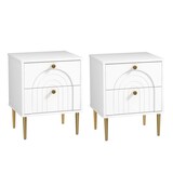 thumbnail of HOMCOM pack de 2 mesitas de noche mesillas de noche dormitorio con 2 cajones y patas de acero estilo moderno 40x35x50 cm blanco