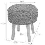 thumbnail of Taburete HWC-J43, taburete de punto escabel, 45x41cm redondo macramé/tejido/textil ~ gris oscuro