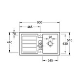 thumbnail of Villeroy&Boch Spülbecken, Küchenspüle Flavia 50 Steam 900x510mm, Unterschrankbreite 50cm