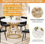 thumbnail of Esstisch rund 100x100x76 cm Marmormuster MDF+Metall Gold mit Ablagefläche und verstellbaren Füßen stabiler Küchentisch