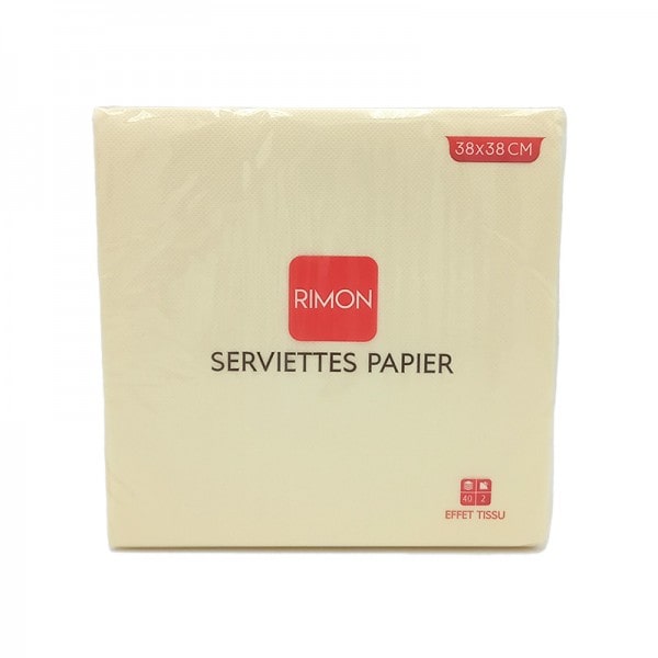 Serviette micropointe 2 plis 38x38cm Ivoire par 1440