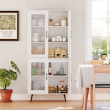 thumbnail of COSTWAY Armario alto de cocina, 178,5 cm, estantería de cocina con 4 puertas transparentes y estante ajustable (blanco)