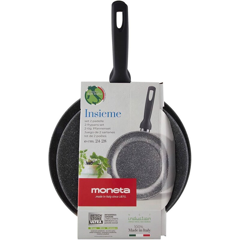 Moneta insieme bis padelle cm 24-28 adatte ad induzione