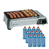 thumbnail of Churrasqueira a gás 1900W Grelhador antiaderente + 12 cartuchos de gás camping KEMPER